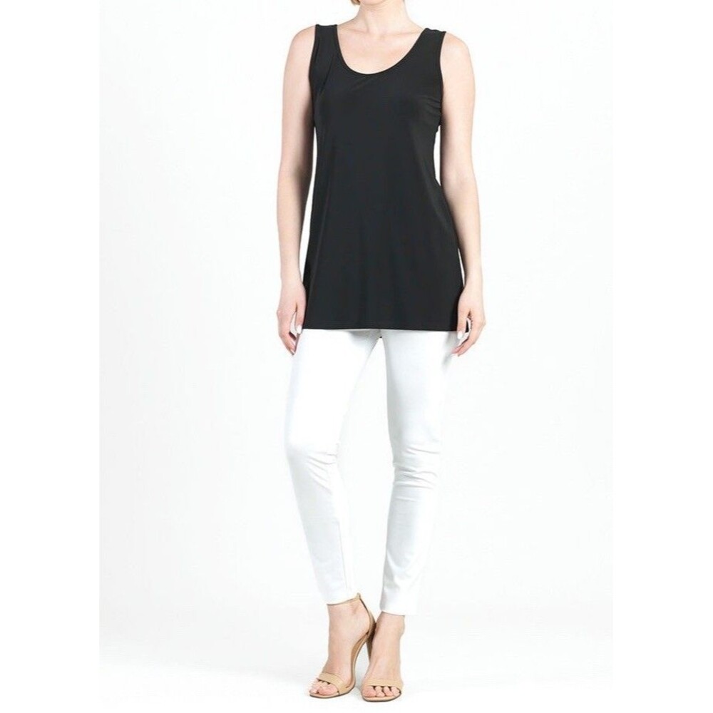 Clara Sun Woo Womens Black Tunic Tank Top Small Lagenlook Layering Travel Knit